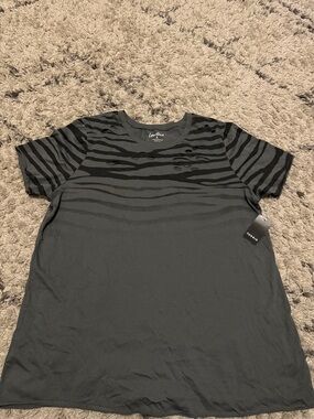 torrid Black and Charcoal Gray Striped Short Sleeve Tee